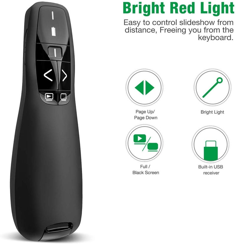 rts 2024-2025 Laser Pointer Wireless Laser Pointer Presenter Remote Control Laser Pen, for Presentation, Slide Changer, USB Power Point, PPT Controller with Clip Windows Mac PC - 2 Years Warranty - Image 2