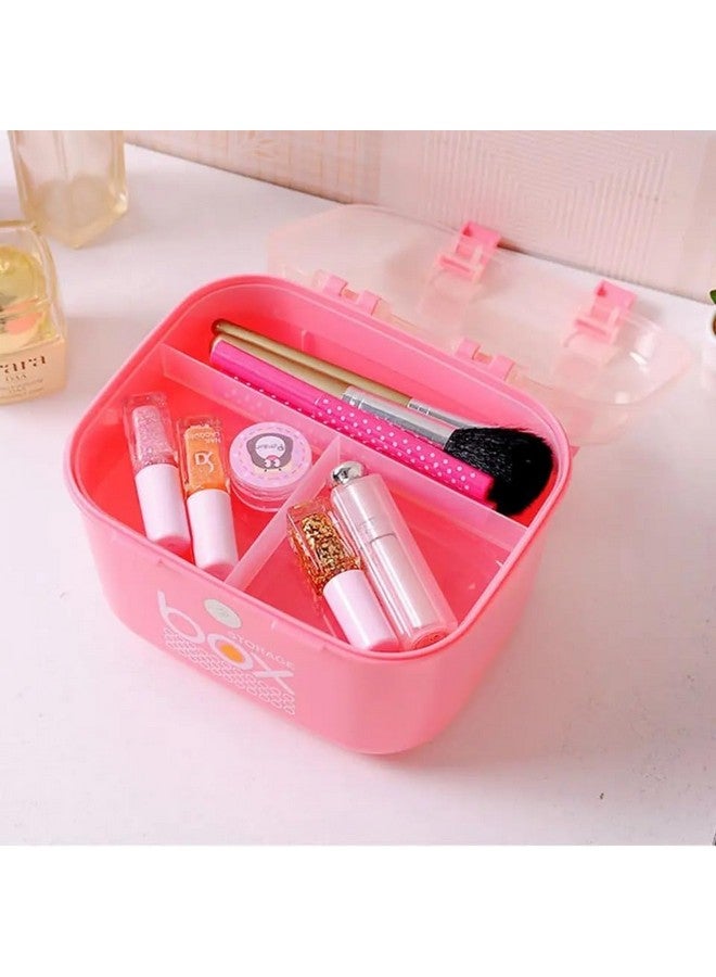 HOMAVA Multipurpose Rectangular Storage Box with Layers, Medicine Pill Organizer First Aid Kit |19.5 x 11 x 11.5 Cm | Pink | Plastic - Image 2