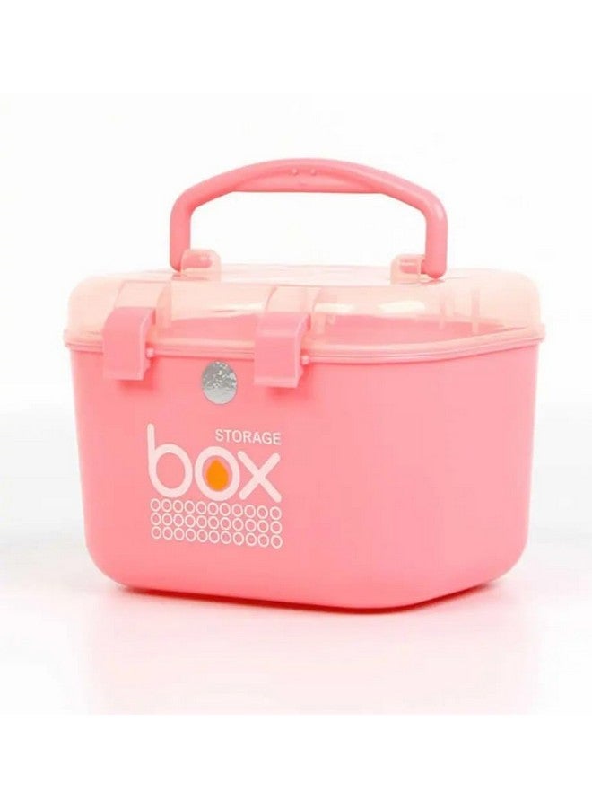 HOMAVA Multipurpose Rectangular Storage Box with Layers, Medicine Pill Organizer First Aid Kit |19.5 x 11 x 11.5 Cm | Pink | Plastic - Image 1