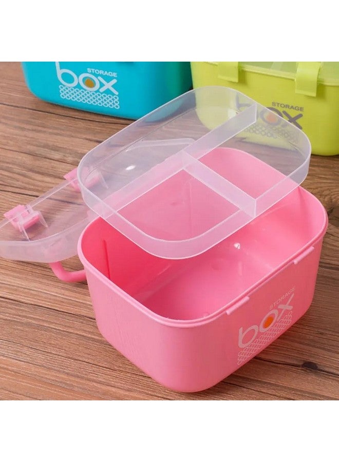HOMAVA Multipurpose Rectangular Storage Box with Layers, Medicine Pill Organizer First Aid Kit |19.5 x 11 x 11.5 Cm | Pink | Plastic - Image 5