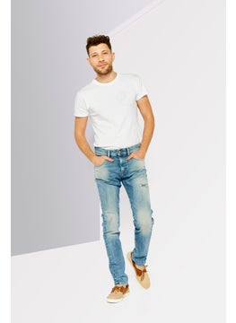 DIESEL Men Slim Fit Mid Waist Slim Leg Washed Denim, Blue  - Image 2