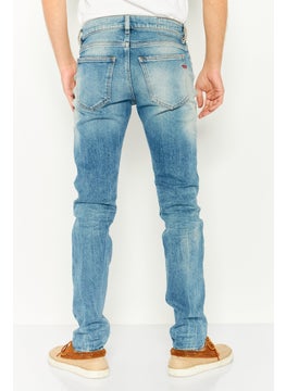 DIESEL Men Slim Fit Mid Waist Slim Leg Washed Denim, Blue  - Image 4