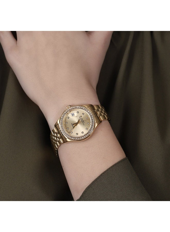 تيميكس ساعة تيمكس النسائية بهيكل من الستيل الذهبي وسوار من الستيل الذهبي - Image 5