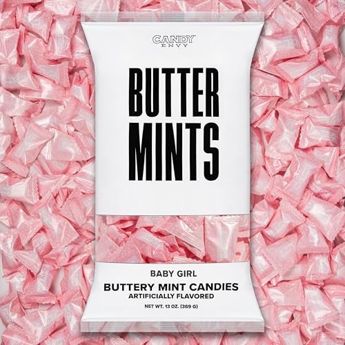 Candy Envy  Baby Girl Buttermints  13 oz Bag  100 Individually Wrapped Candy Mints  Baby Shower Favors - Image 1