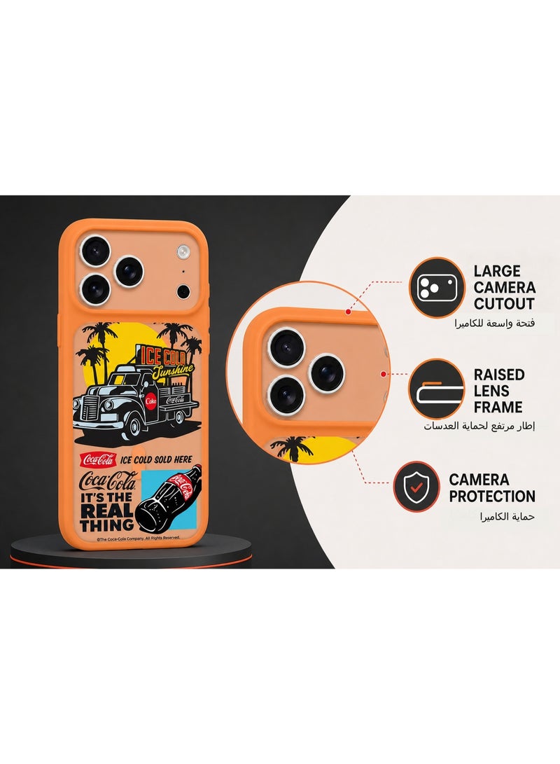 Coca-Cola iPhone 17 Pro Max Magnetic Phone Case, Ice Cold Sunshine Vintage Truck Design, Raised Camera Protection, Slim Matte TPU Cover, Orange - Image 4