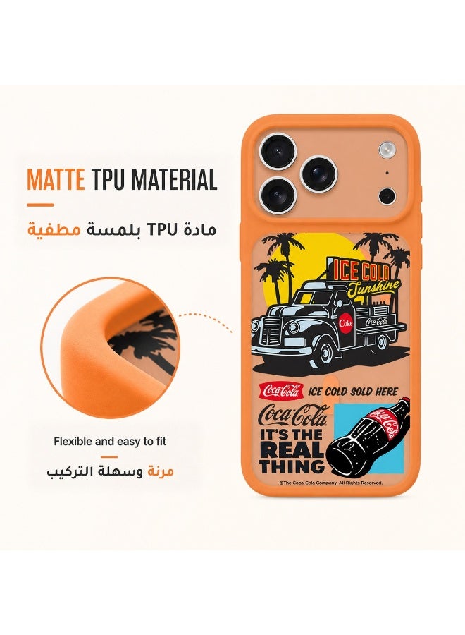 Coca-Cola iPhone 17 Pro Max Magnetic Phone Case, Ice Cold Sunshine Vintage Truck Design, Raised Camera Protection, Slim Matte TPU Cover, Orange - Image 5