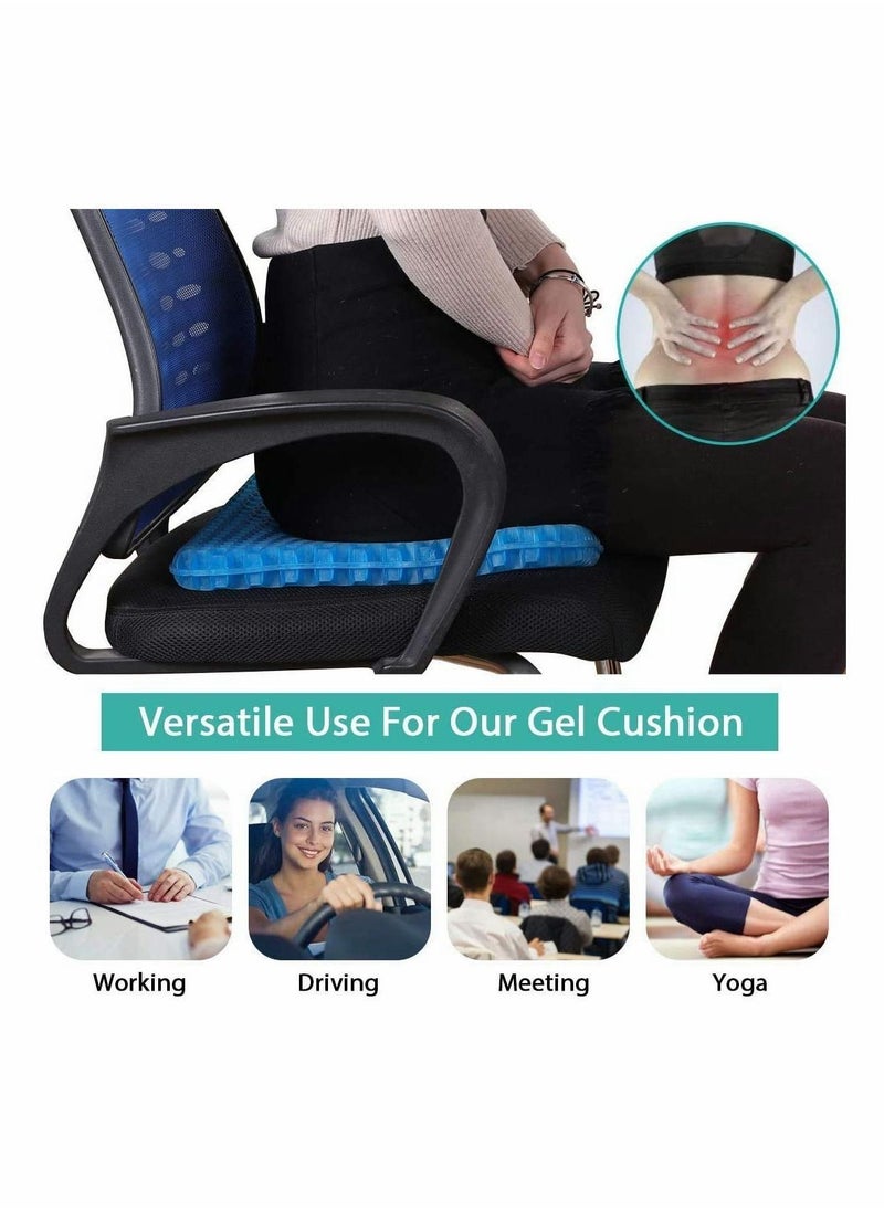Y&D - Gel Seat Cushion Double Thick Egg with Non slip Cover, Coccyx for Back & Sciatica Pain Office chair Car Honeycomb Breathable Design, Durable, Portable - Image 1