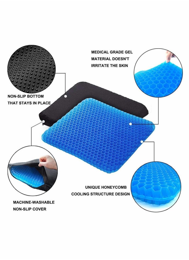Y&D - Gel Seat Cushion Double Thick Egg with Non slip Cover, Coccyx for Back & Sciatica Pain Office chair Car Honeycomb Breathable Design, Durable, Portable - Image 1