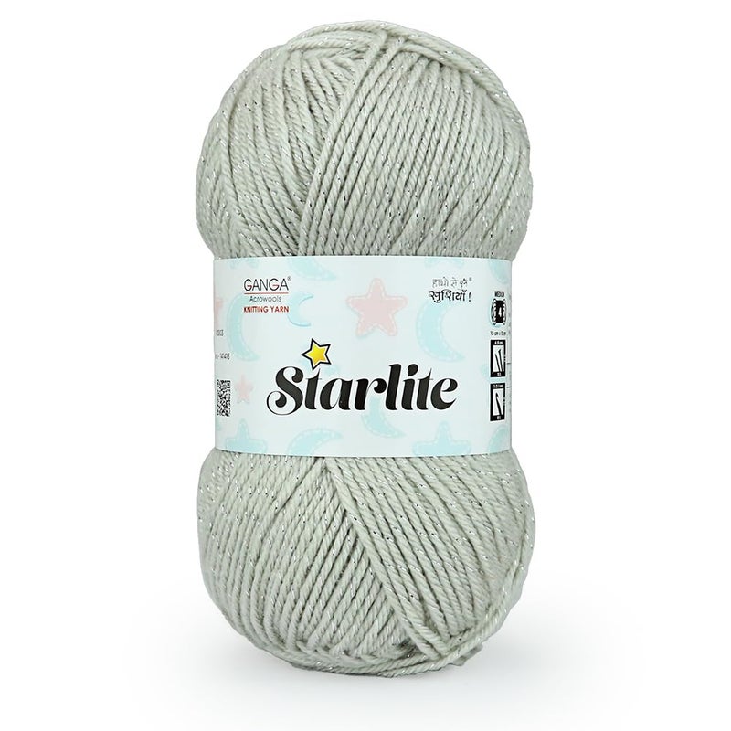 Ganga Acrowools Acrylic Starlite, 99% Anti Pill Yarn 1% Metal, Hand Knitting Yarn Oekotex Class1 Certified (Stl014 - Silver), 100 Gram - Image 3