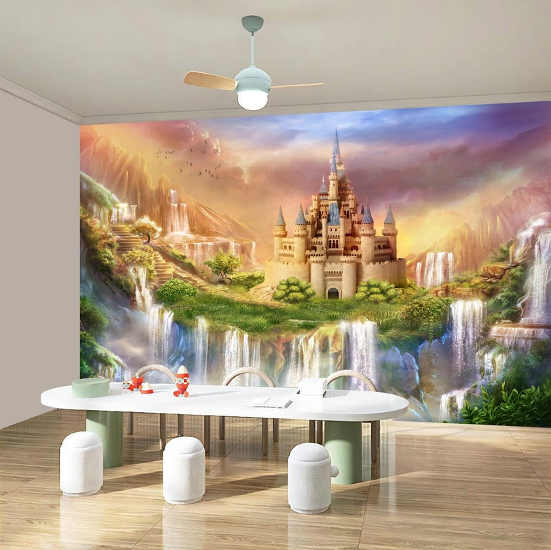 WFBHUA-Wallpaper for Kids Bedroom Girl Room Princess Castle Wall Mural Nursery Wall Decor Playroom(Not Peel and Stick) - Image 2