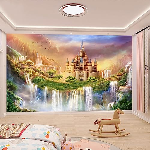 WFBHUA-Wallpaper for Kids Bedroom Girl Room Princess Castle Wall Mural Nursery Wall Decor Playroom(Not Peel and Stick) - Image 1