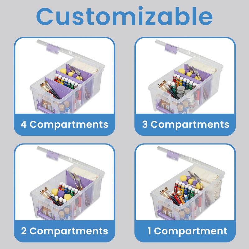 ArtBin Semi Satchel Portable Craft Organizer with 3 Dividers - Clear Plastic Storage Case for Art & Craft Supplies - Image 3