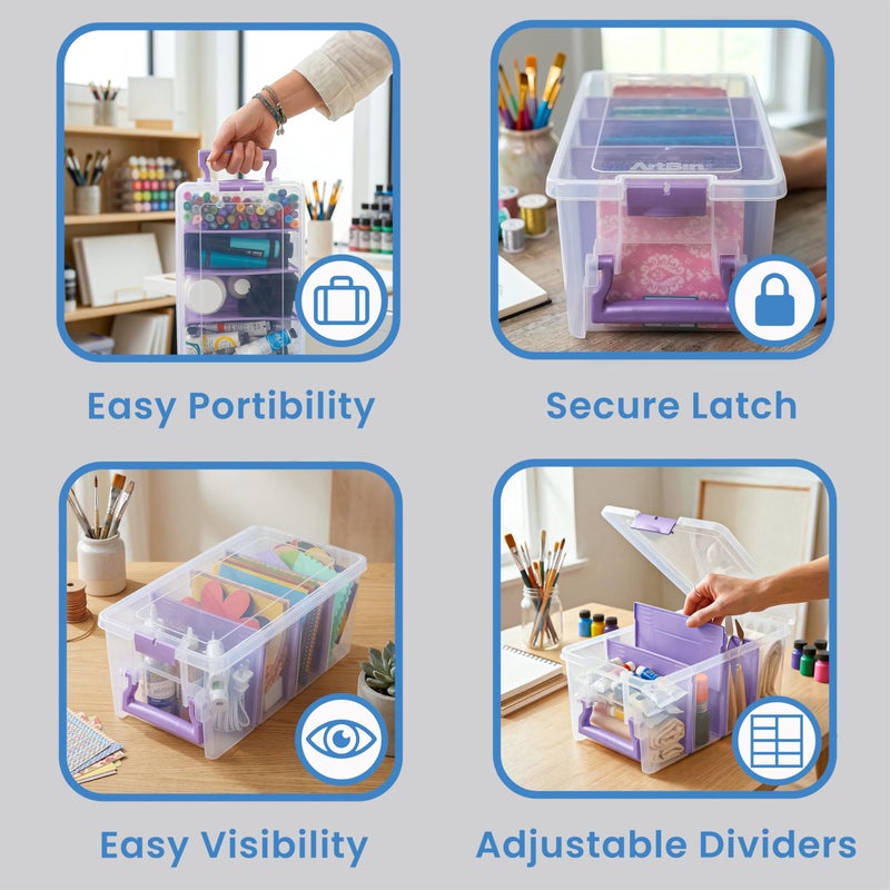 ArtBin Semi Satchel Portable Craft Organizer with 3 Dividers - Clear Plastic Storage Case for Art & Craft Supplies - Image 5