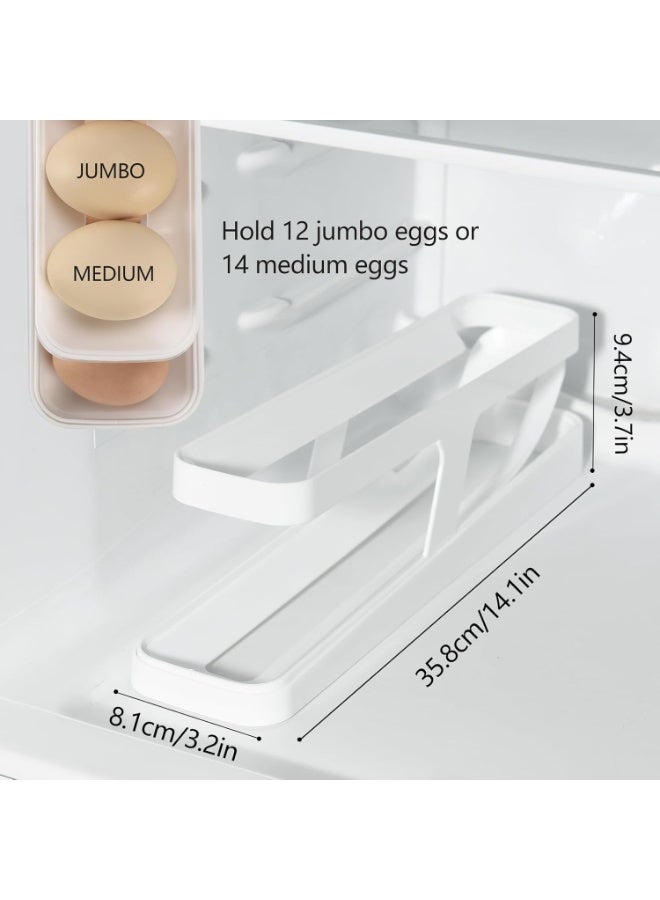 صينية بيض للثلاجة من طبقتين - منظم بيض موفر للمساحة يتسع لما يصل إلى 14 بيضة، رف تخزين متين للمطبخ للثلاجة - Image 2