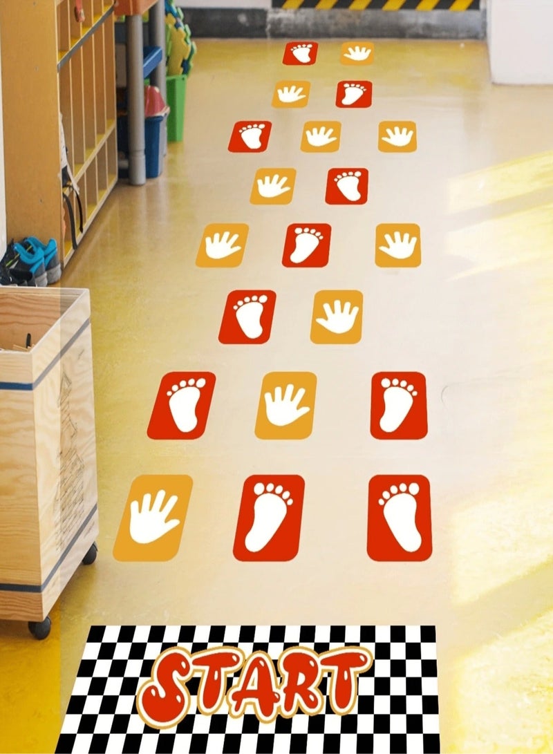 3-Piece Set of Colorful Hand and Footprint Floor Stickers – Fun and Educational PVC Decals for Kids' Rooms, Classrooms, and Home Décor, Perfect for Interactive Play and Learning, Self-Adhesive and Removable Design for Living Room, Bedroom, and Kindergarten Spaces - Image 1