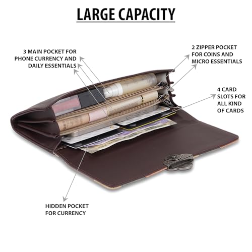 DOSYSO Women's Wallet Multicolor Wallets for Women Stylish Latest with Mobile Phone Space Card Slots Holder Printed Hand Clutch Daily Use Ladies Money Purse Big size Party Clutches Gift for Girls (Brown) - Image 4