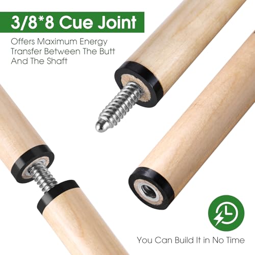 JEPNJPU Pool Cue Sticks 36inch 42inch 48inch 52inch 58inch Set of 2 or 4,Pool Cue with 13mm Leather Tip for Adults, Beginners,2-Piece Design，(14oz to 20oz Weight Options) - Image 3