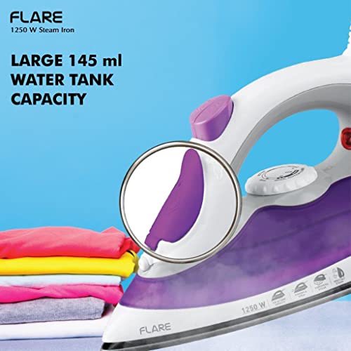 Havells Plastic Flare 1250 Watts Steam Iron With Vertical & Horizontal Ironing | Teflon Coated Sole Plate| Powerful Mist Spray With 3 Functions| 360° Swivel Cord|2 Years Manufacturer Warranty (Purple) - Image 3