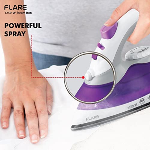 Havells Plastic Flare 1250 Watts Steam Iron With Vertical & Horizontal Ironing | Teflon Coated Sole Plate| Powerful Mist Spray With 3 Functions| 360° Swivel Cord|2 Years Manufacturer Warranty (Purple) - Image 4