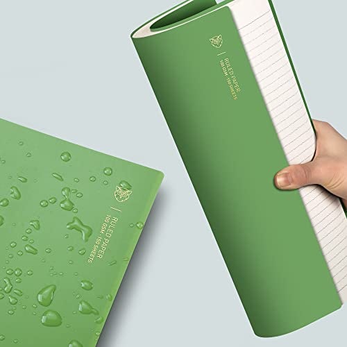 EMSHOI A4 Spiral Notebook Lined Journal, 300 Pages, College Ruled, 100gsm Thick Paper, Waterproof Softcover, Twin-Wire Binding, with Sticky Notes, Green (11.2" x 8.27") - Image 3
