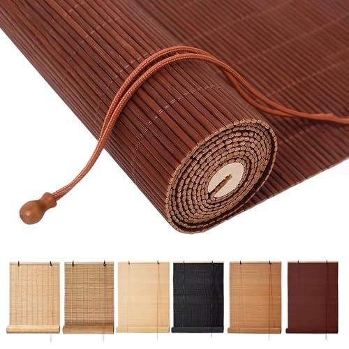 BAYUE Bamboo Blinds Easy to Install Bamboo Shades for Indoor Windows Custom Sizes Roller Shades for Indoor Windows Roll Up Blinds Indoor Outdoor Patio - Image 1