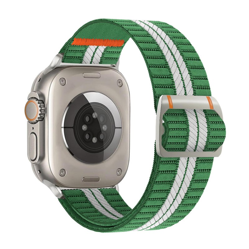 erorex For Apple Watch 46Mm / 49Mm / 45Mm / 44Mm Watchman Mechanical Buckle Nylon Watch Band(Green White Stripe) - Image 1