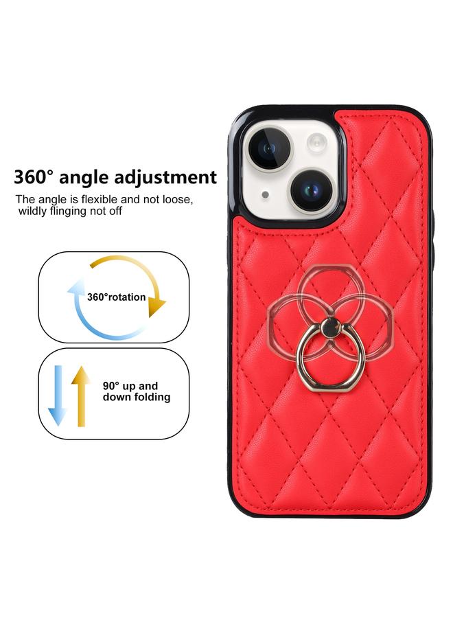 Zaboon Case For iPhone 13 mini Rhombic PU Leather Phone Case with Ring Holder - Image 2