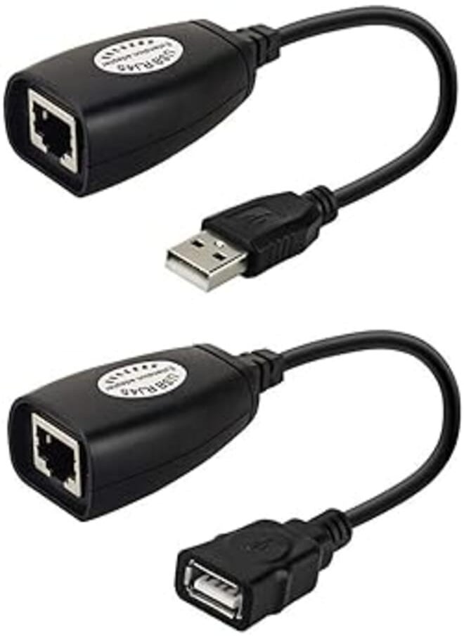 Generic - USB to RJ45 Adapter USB Over Cat5/5e/6 Extension Cable RJ45 Adapter Set Extender Network Adapter Cable Wired Lan Ideal for Use with USB Cameras Printers Web Cameras Keyboard Mouse Extensions and more - Image 1