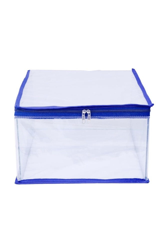 ABBASI Saree Cover Storage Bag Big for Clothes with Zip Organizer for Wardrobe, transparent Large Design Boxes (Navy Blue, Pack of 2) - Image 2