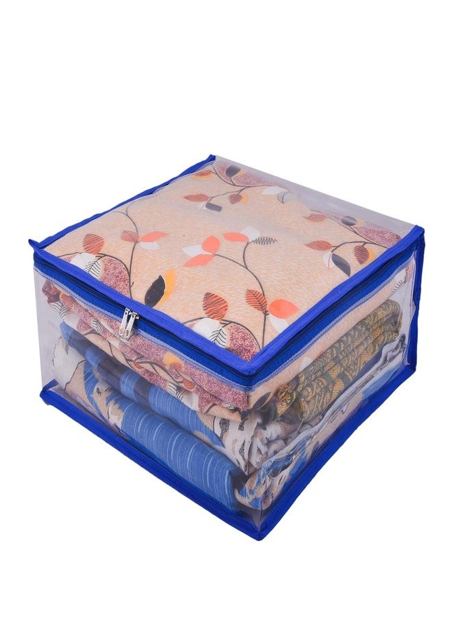 ABBASI Saree Cover Storage Bag Big for Clothes with Zip Organizer for Wardrobe, transparent Large Design Boxes (Navy Blue, Pack of 2) - Image 5