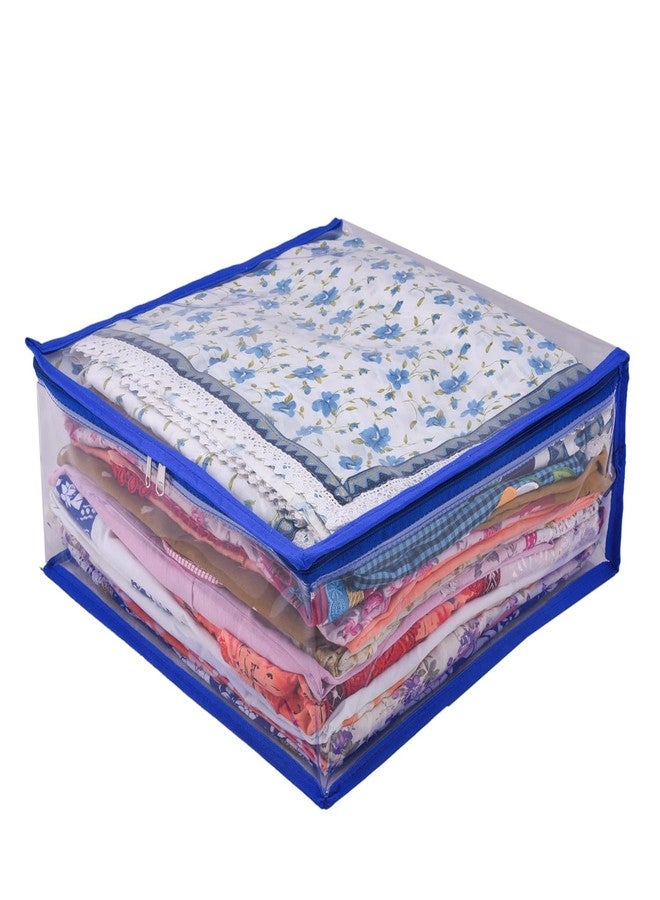 ABBASI Saree Cover Storage Bag Big for Clothes with Zip Organizer for Wardrobe, transparent Large Design Boxes (Navy Blue, Pack of 2) - Image 4