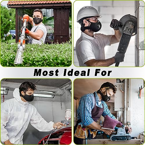 BASE CAMP Upgrade M Plus Dust Mask 2 Pack, Breathable Reusable Dust Face Mask with 6 Activated Carbon Filters for Woodworking Construction Mowing Grinding - Image 5