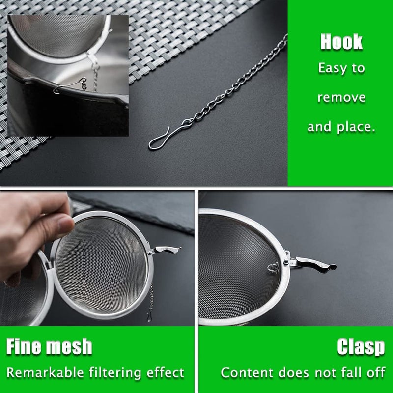 Golf Tea Steeper  2Pcs Mesh Tea Infuser Premium Tea Filter Tea Interval Diffuser With Extended Chain Hook For Brew Loose Leaf Tea And Spices & Seasonings - Image 3
