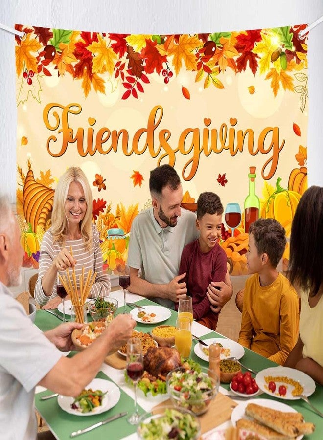 MEHOFOND Friendsgiving Backdrop Banner, Fall Pumpkin Turkey Maple Happy Thanksgiving Party Decorations for Friends, Autumn Pumpkin Give Thanks to Friends Party Banner Photo Booth Props 70.8x43.3Inch - Image 4