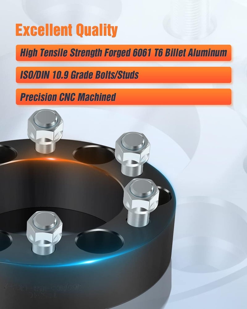 ROADFAR 2PCS 1" 5x4.75 Wheel Spacers Adapters Hubcentric 12x1.5 Studs - Image 4