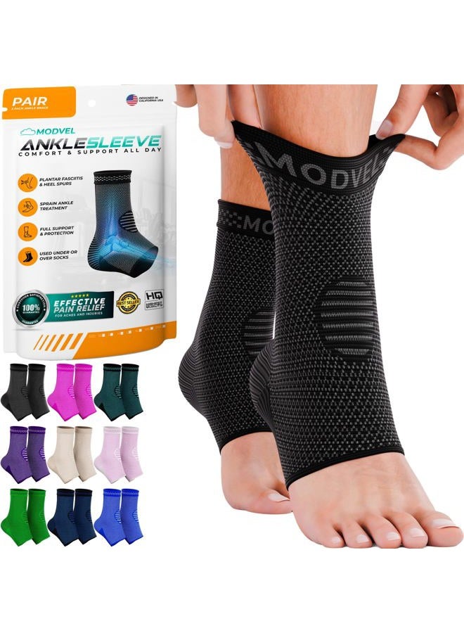 Modvel Foot & Ankle Brace Socks for Sprained Ankle Compression Sleeve - Plantar Fasciitis Relief Brace, Foot Support for Women & Men - Tendonitis & Arthritis Foot Sleeve, Stabilizing Ankle Wrap - Image 1