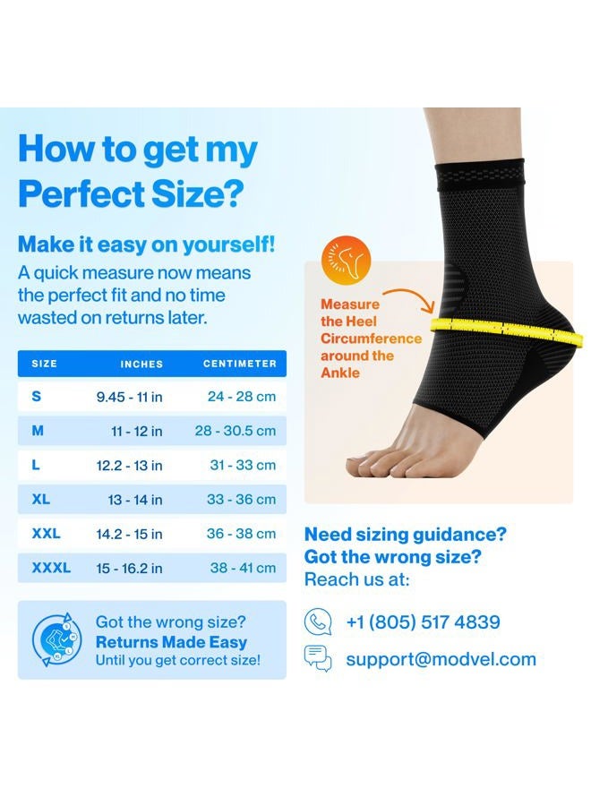 Modvel Foot & Ankle Brace Socks for Sprained Ankle Compression Sleeve - Plantar Fasciitis Relief Brace, Foot Support for Women & Men - Tendonitis & Arthritis Foot Sleeve, Stabilizing Ankle Wrap - Image 5
