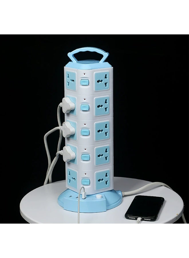 general British standard socket USB power strip, suitable for use in homes, bedrooms, kitchens, offices and other places. blue - Image 3