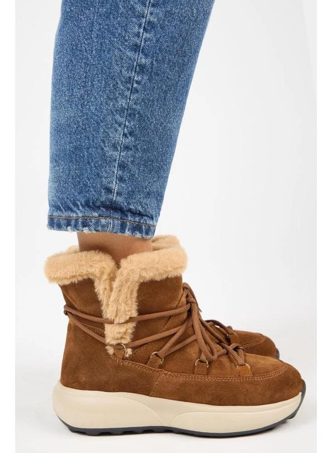 (Gabriella) Women's Real Leather Inside Fur Laced Boot.