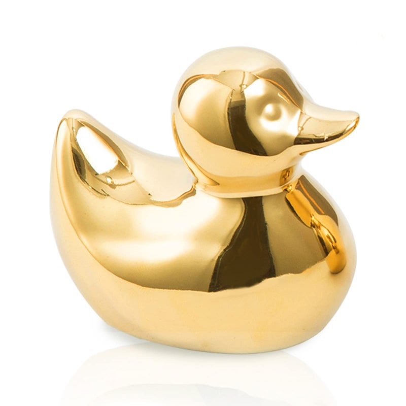 TQUPT Home Decor Golden Ceramic Duck Figurines, Home Decor Animal Sculptures and Statues Handmade Artware Decor, Mini Duck - Image 1