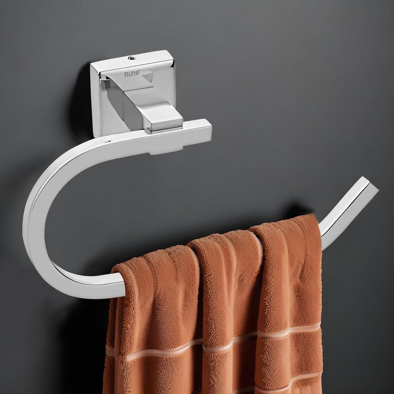 RUHE Ruhe® Square Towel/Napkin Ring | 304 Grade Stainless Steel Wall Mounted Square Towel Ring/Napkin Ring (Chrome Finish)  - Image 1