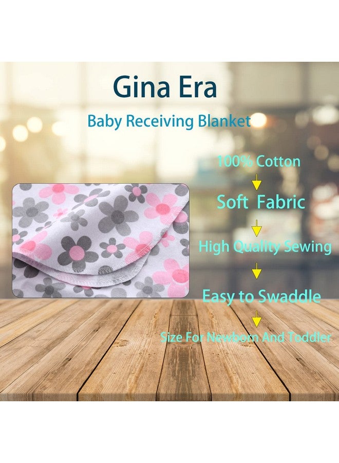 Gina Era Flannel Receiving Blankets, Baby Swaddle Blankets 100% Cotton 4 Pcs One Size 30 X 30 Inch for Baby Boy or Baby Girl (Style11) - Image 2