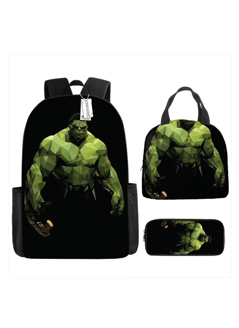 Generic - Cartoon printed three piece backpack for primary and secondary school students, anime backpack, shoulder bag, pencil case - Image 1