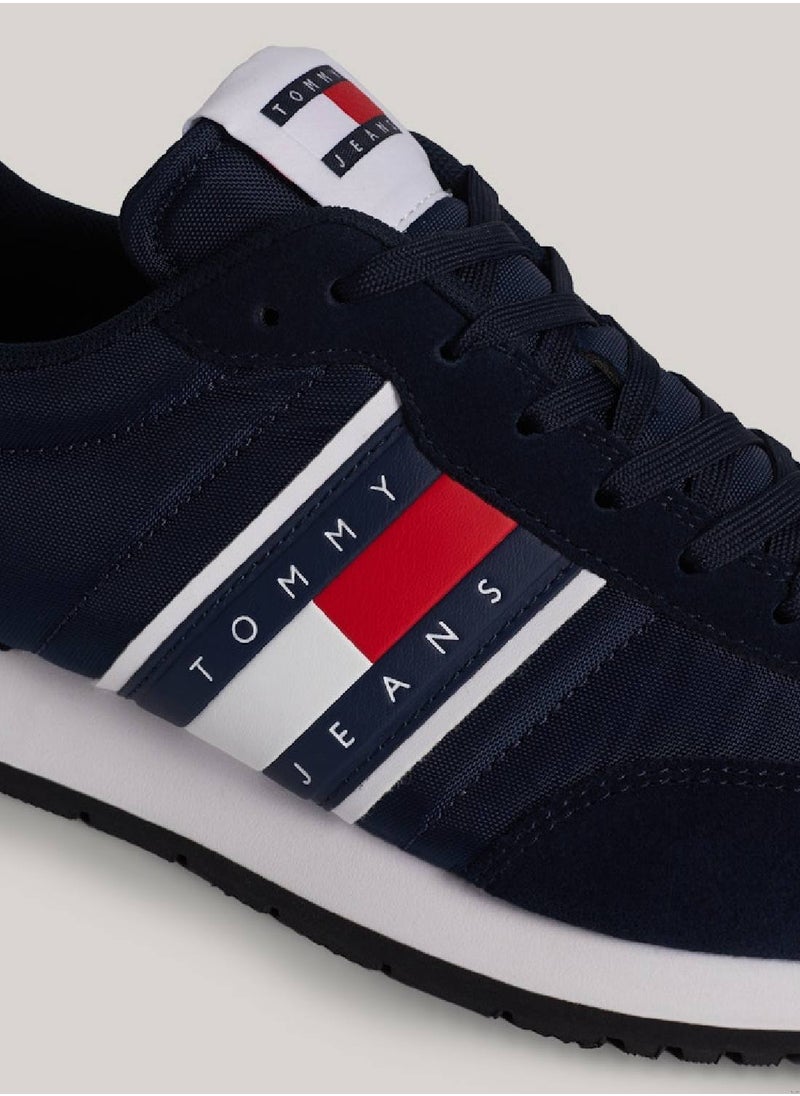 TOMMY JEANS - Men's Essential Mixed Texture Fine Cleat Trainers -  Recycled polyester upper, Navy - Image 1