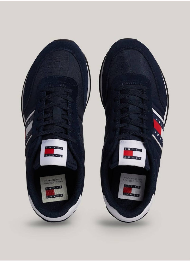 TOMMY JEANS - Men's Essential Mixed Texture Fine Cleat Trainers -  Recycled polyester upper, Navy - Image 1