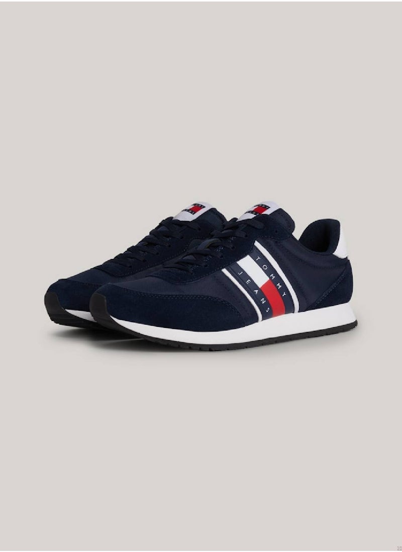 TOMMY JEANS - Men's Essential Mixed Texture Fine Cleat Trainers -  Recycled polyester upper, Navy - Image 1