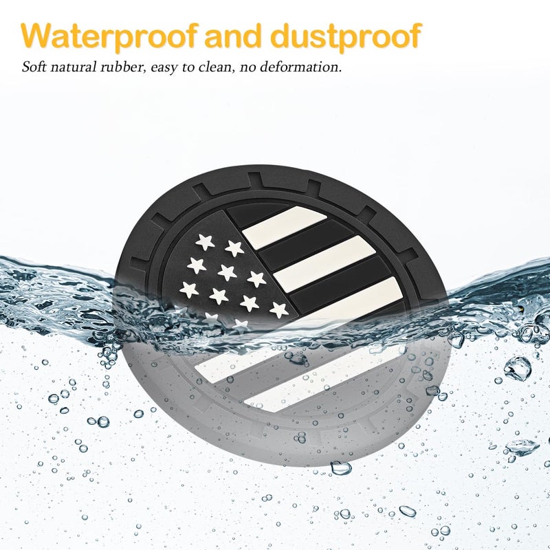 Osilly Car Cup Holder Coasters, 4 Pack American Flag Insert Car Cup Coaster, 2.75 Inch PVC Anti Slip Shockproof Embedded Drink Mat, Car Interior Decoration Accessories for SUV, Truck (Black) - Image 3