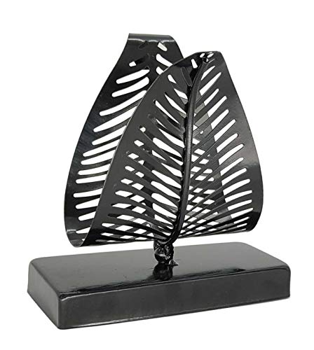OwlGift Freestanding Modern Napkin Holder with Leaf Design, Tabletop Tissue Dispenser, Napkin Storage Organizer – Black - Image 4