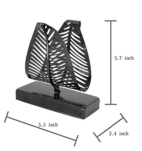 OwlGift Freestanding Modern Napkin Holder with Leaf Design, Tabletop Tissue Dispenser, Napkin Storage Organizer – Black - Image 5