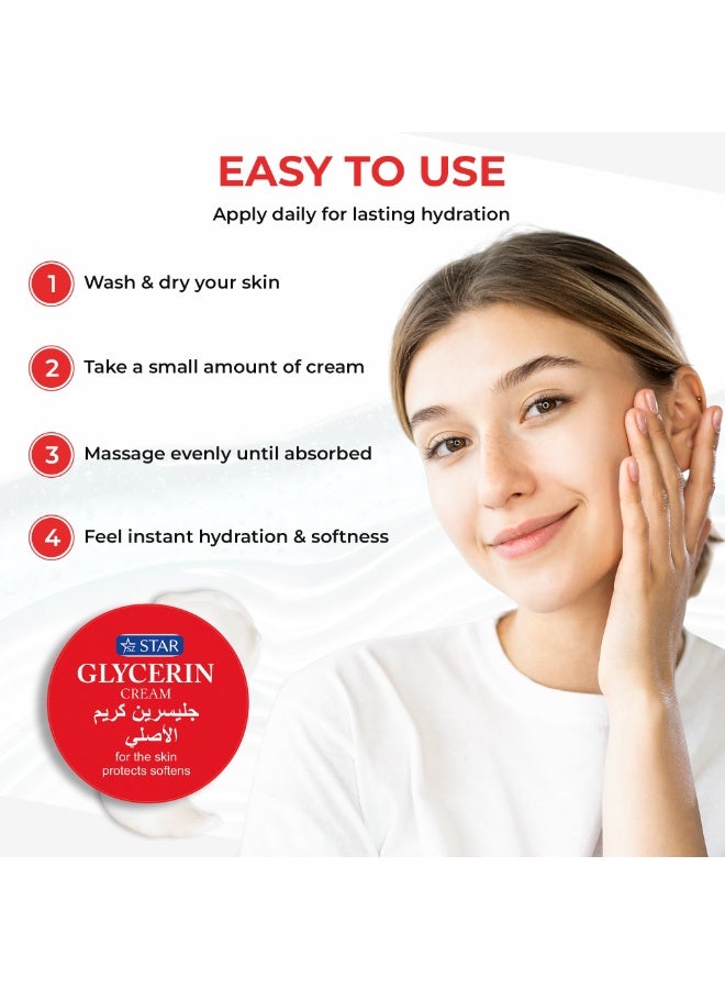 SZ Star Pure Glycerin Cream (250g x 2) – Deep Moisturizing & Skin Softening Face and Body Cream – For Dry, Rough & Sensitive Skin – Hydrates, Soothes & Restores Radiance - Image 4